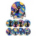 8er Set Diamantmalerei Untersetzer Lotus Muster für Erwachsene – Farbe BD242
