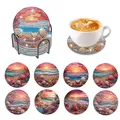 8er Set Diamantmalerei Untersetzer Lotus Muster für Erwachsene – Farbe BD259