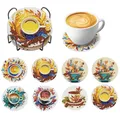 8er Set Diamantmalerei Untersetzer Lotus Muster für Erwachsene – Farbe BD268
