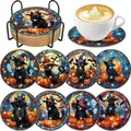 8er Set Diamantmalerei Untersetzer Lotus Muster für Erwachsene – Farbe BD273