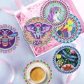 8er Set Diamantmalerei Untersetzer Tierbecher Kissen mit Halter – 3