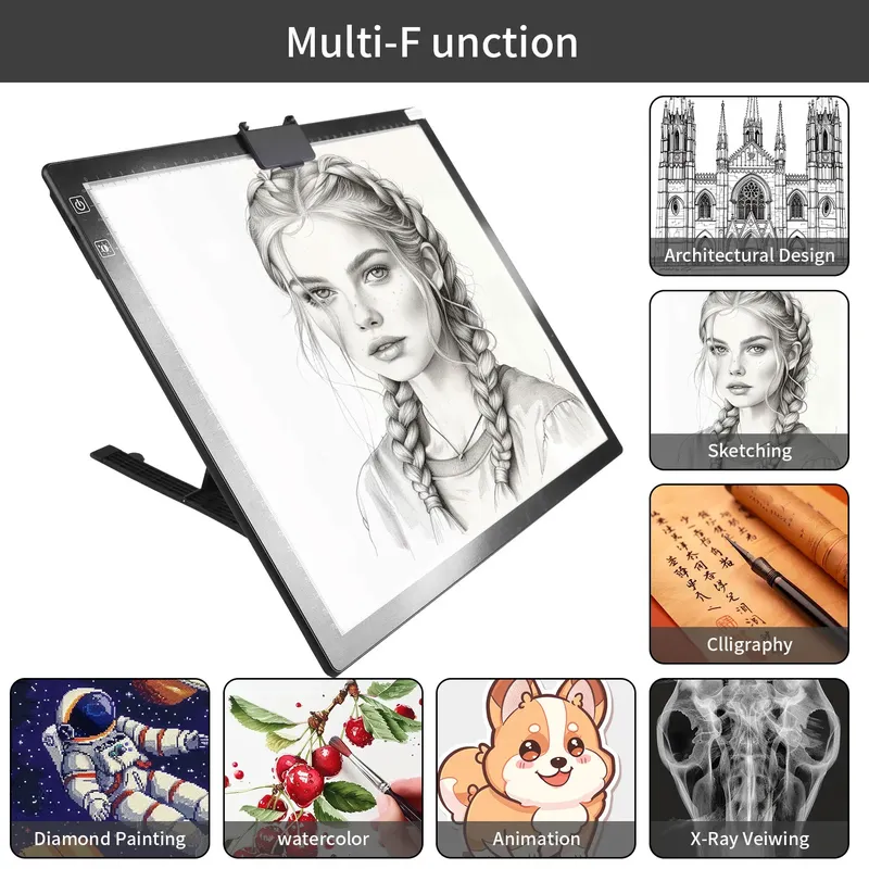 A3 LED Lichtpad Zeichenbrett verstellbar Augenschutz für Diamantmalerei