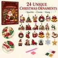 Adventskalender 24 Anhänger Weihnachten Baumschmuck – Farbe Acrylic DIY Style