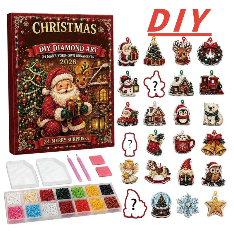 Adventskalender 24 Anhänger Weihnachten Baumschmuck Tier/Santa
