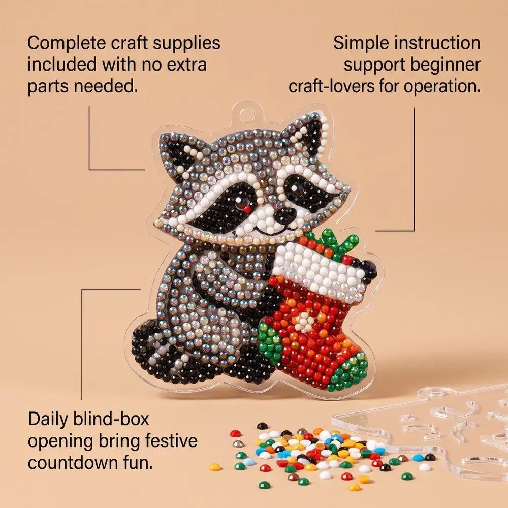 Adventskalender 24 Anhänger Weihnachten Baumschmuck Tier/Santa