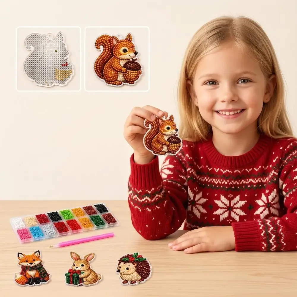 Adventskalender 24 Anhänger Weihnachten Baumschmuck Tier/Santa