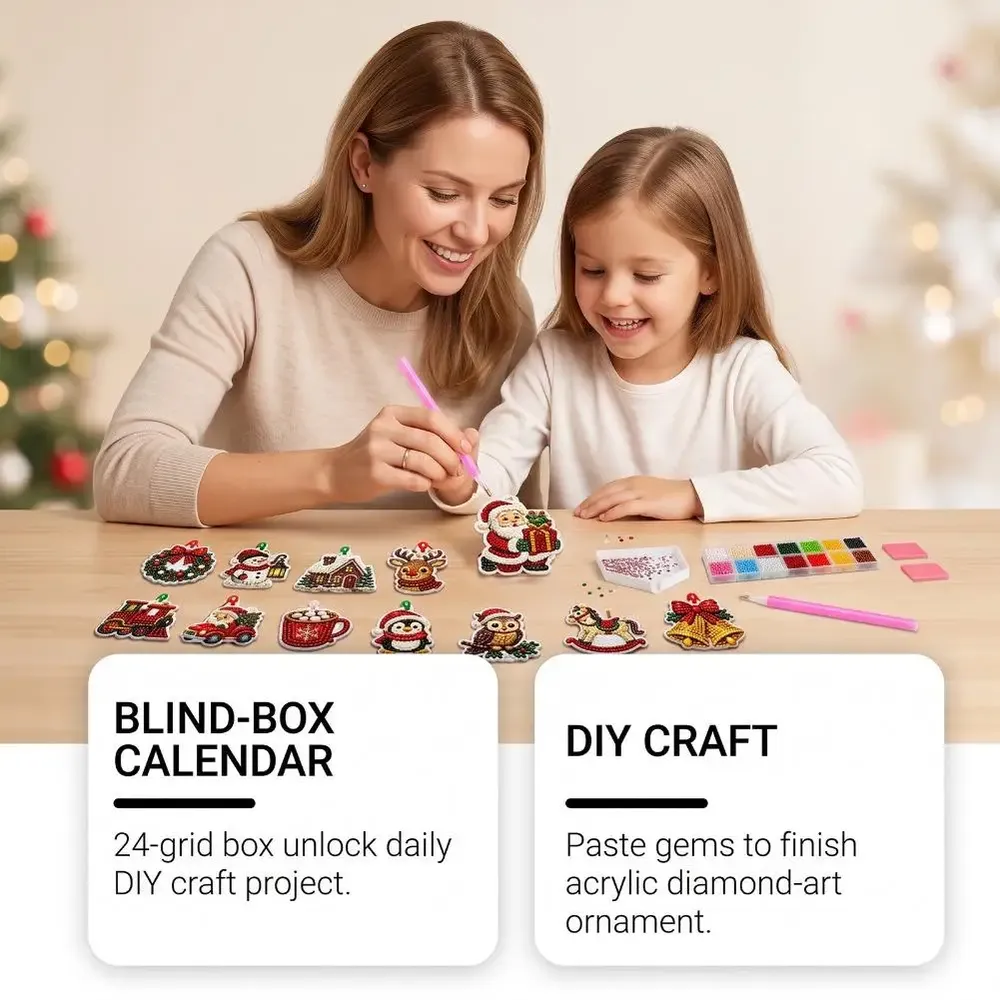 Adventskalender 24 Anhänger Weihnachten Baumschmuck Tier/Santa