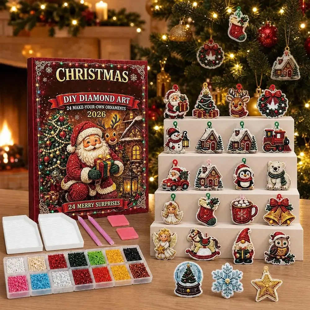 Adventskalender 24 Anhänger Weihnachten Baumschmuck Tier/Santa