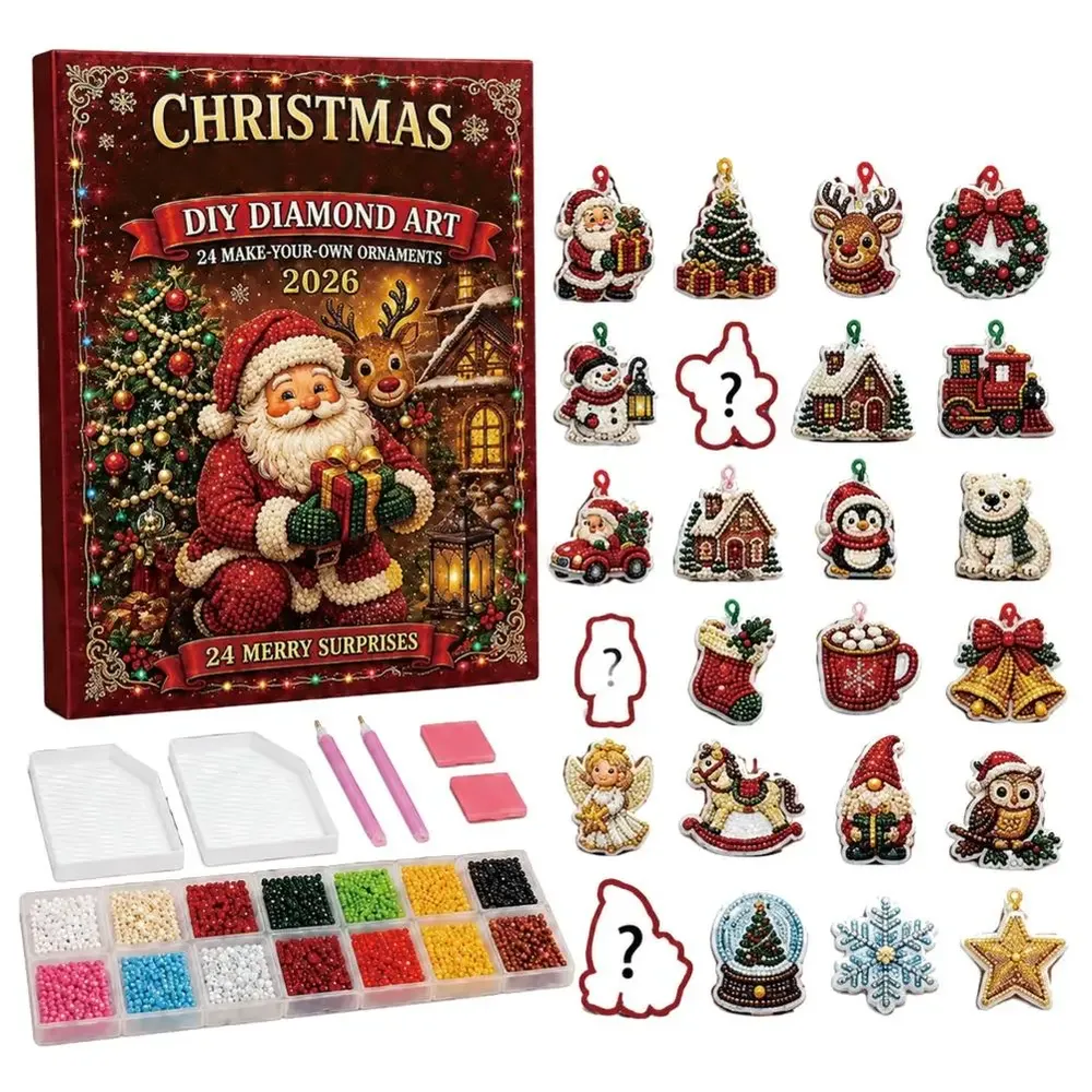 Adventskalender 24 Anhänger Weihnachten Baumschmuck Tier/Santa