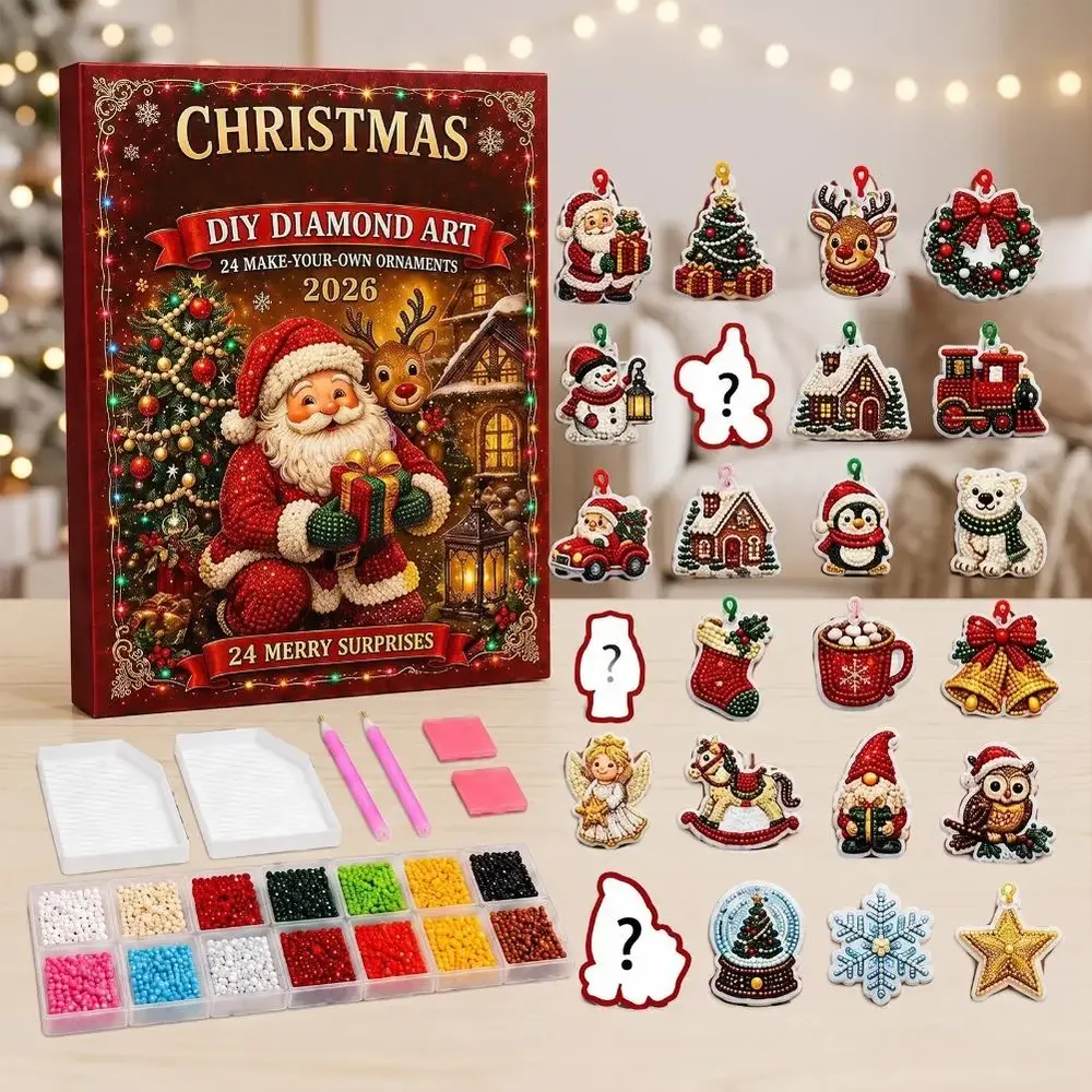 Adventskalender 24 Anhänger Weihnachten Baumschmuck Tier/Santa