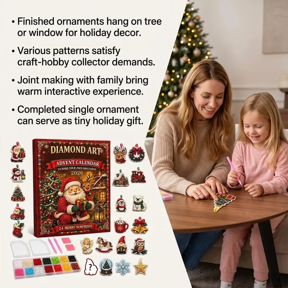 Adventskalender 24 Anhänger Weihnachten Baumschmuck Tier/Santa