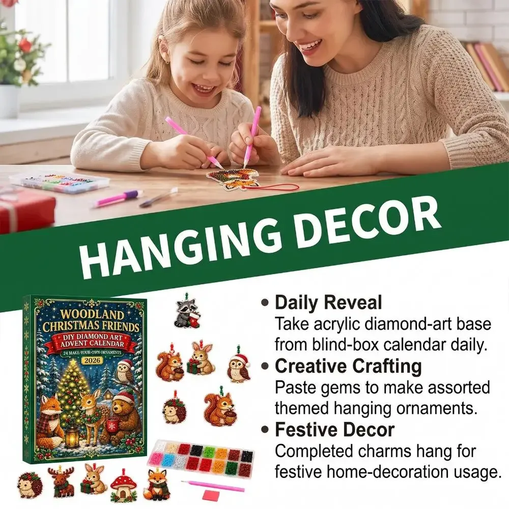 Adventskalender 24 Anhänger Weihnachten Baumschmuck Tier/Santa