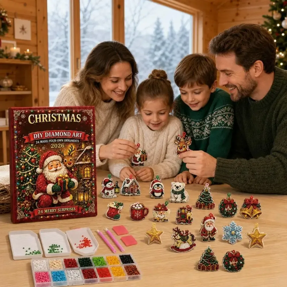Adventskalender 24 Anhänger Weihnachten Baumschmuck Tier/Santa