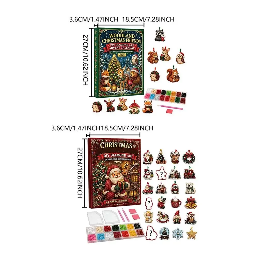Adventskalender 24 Anhänger Weihnachten Baumschmuck Tier/Santa