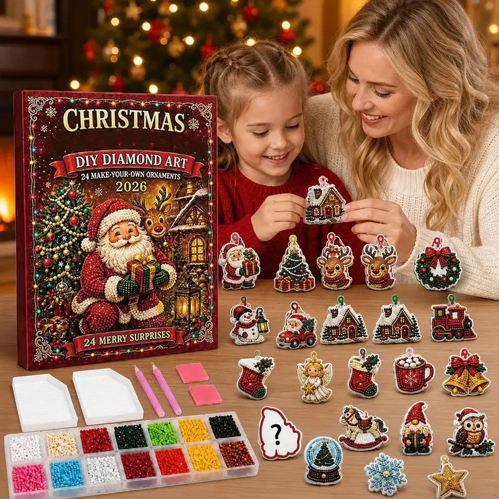 Adventskalender 24 Anhänger Weihnachten Baumschmuck Tier/Santa