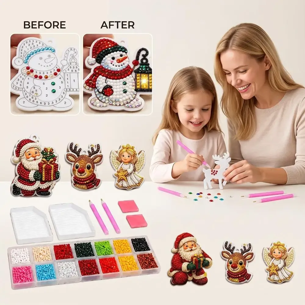 Adventskalender 24 Anhänger Weihnachten Baumschmuck Tier/Santa