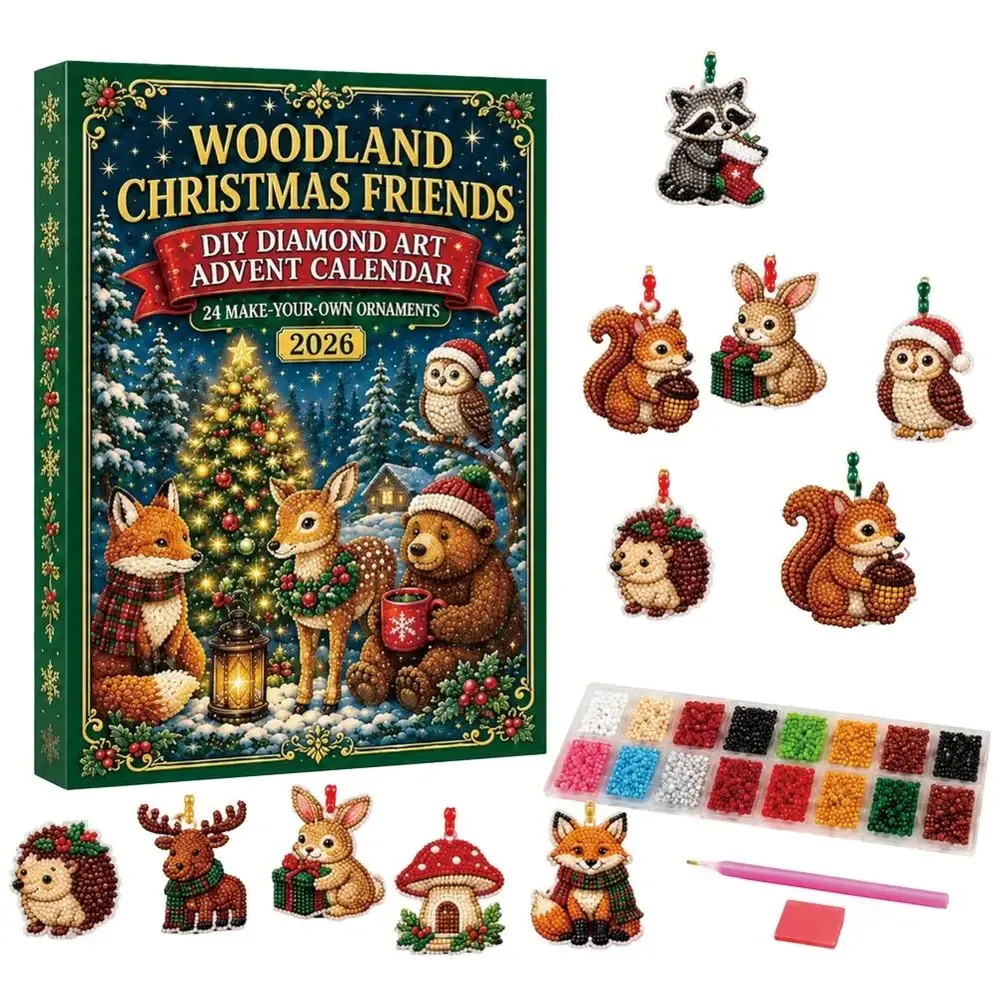 Adventskalender 24 Anhänger Weihnachten Baumschmuck Tier/Santa