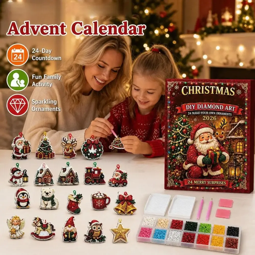 Adventskalender 24 Anhänger Weihnachten Baumschmuck Tier/Santa