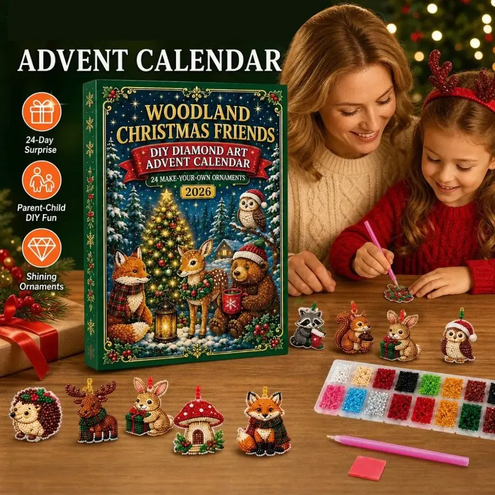 Adventskalender 24 Anhänger Weihnachten Baumschmuck Tier/Santa