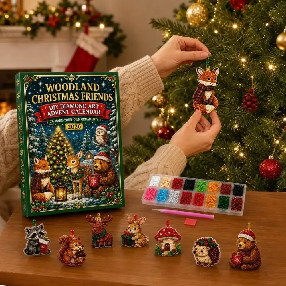 Adventskalender 24 Anhänger Weihnachten Baumschmuck Tier/Santa
