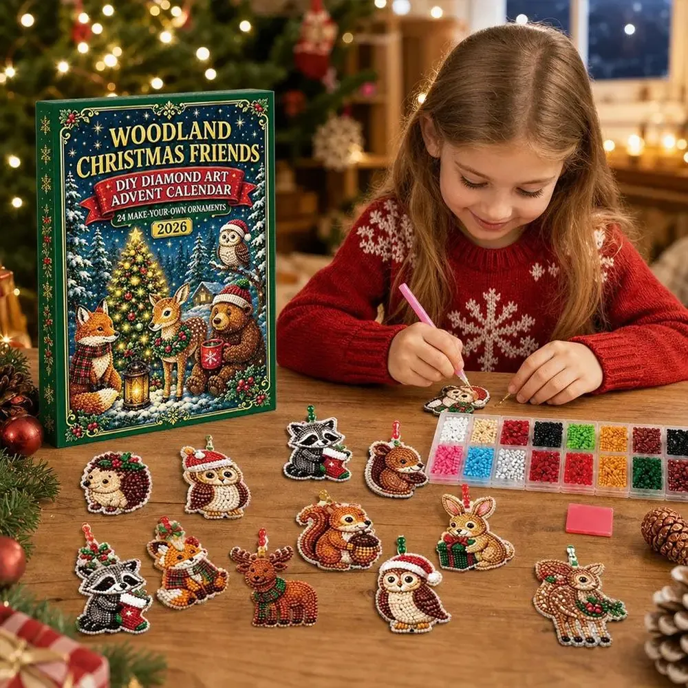 Adventskalender 24 Anhänger Weihnachten Baumschmuck Tier/Santa
