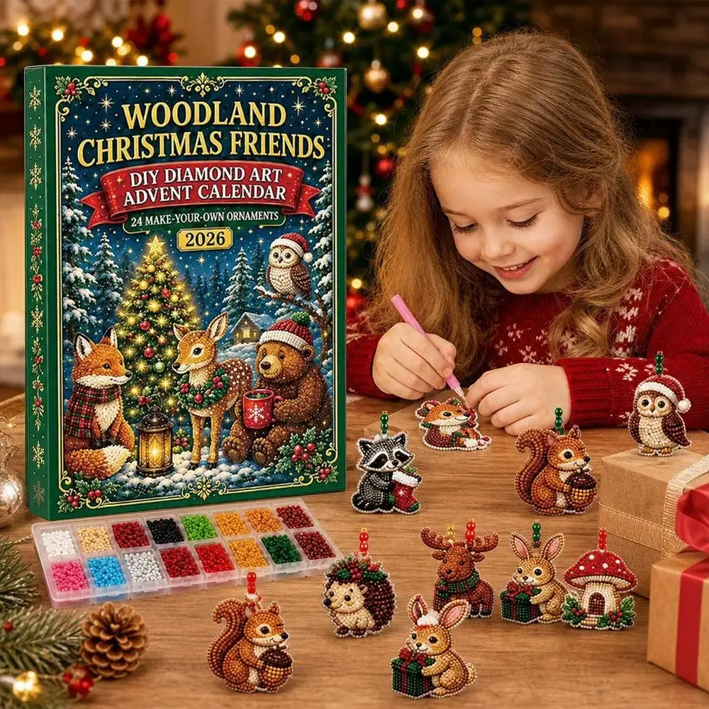 Adventskalender 24 Anhänger Weihnachten Baumschmuck Tier/Santa