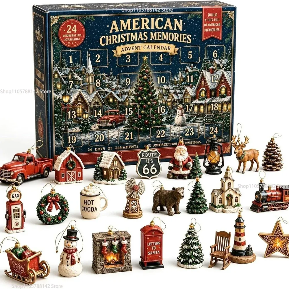 Adventskalender 24 Figuren Weihnachtsbaum Anhänger Acryl