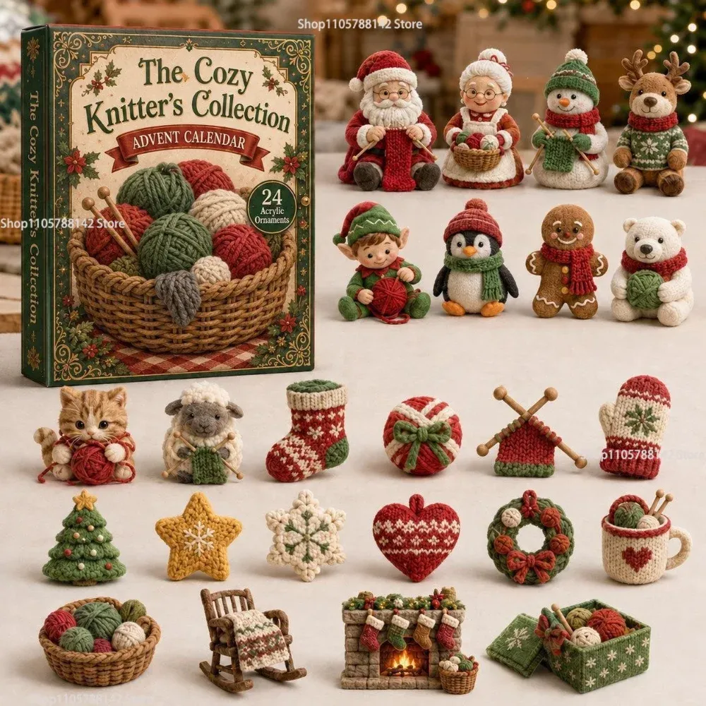 Adventskalender 24 Figuren Weihnachtsbaum Anhänger Acryl