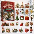 Adventskalender 24 Figuren Weihnachtsbaum Anhänger Acryl – Farbe Olive (A3)