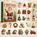 Adventskalender 24 Figuren Weihnachtsbaum Anhänger Acryl – Farbe Tiefer Saphir (A1)