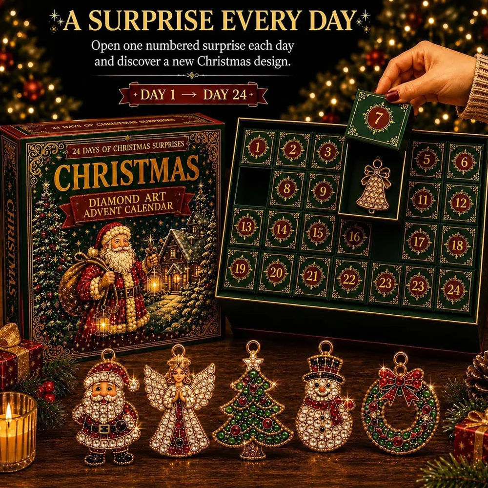Adventskalender 24 Tage Diamantmalerei Acryl Ornamente