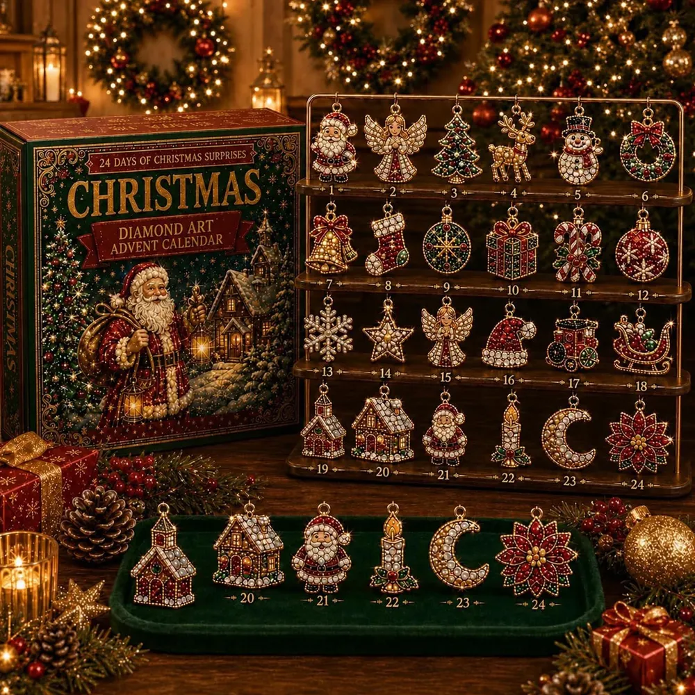 Adventskalender 24 Tage Diamantmalerei Acryl Ornamente