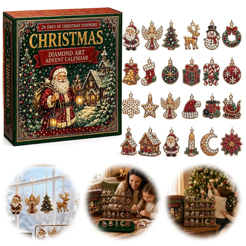 Adventskalender 24 Tage Diamantmalerei Acryl Ornamente