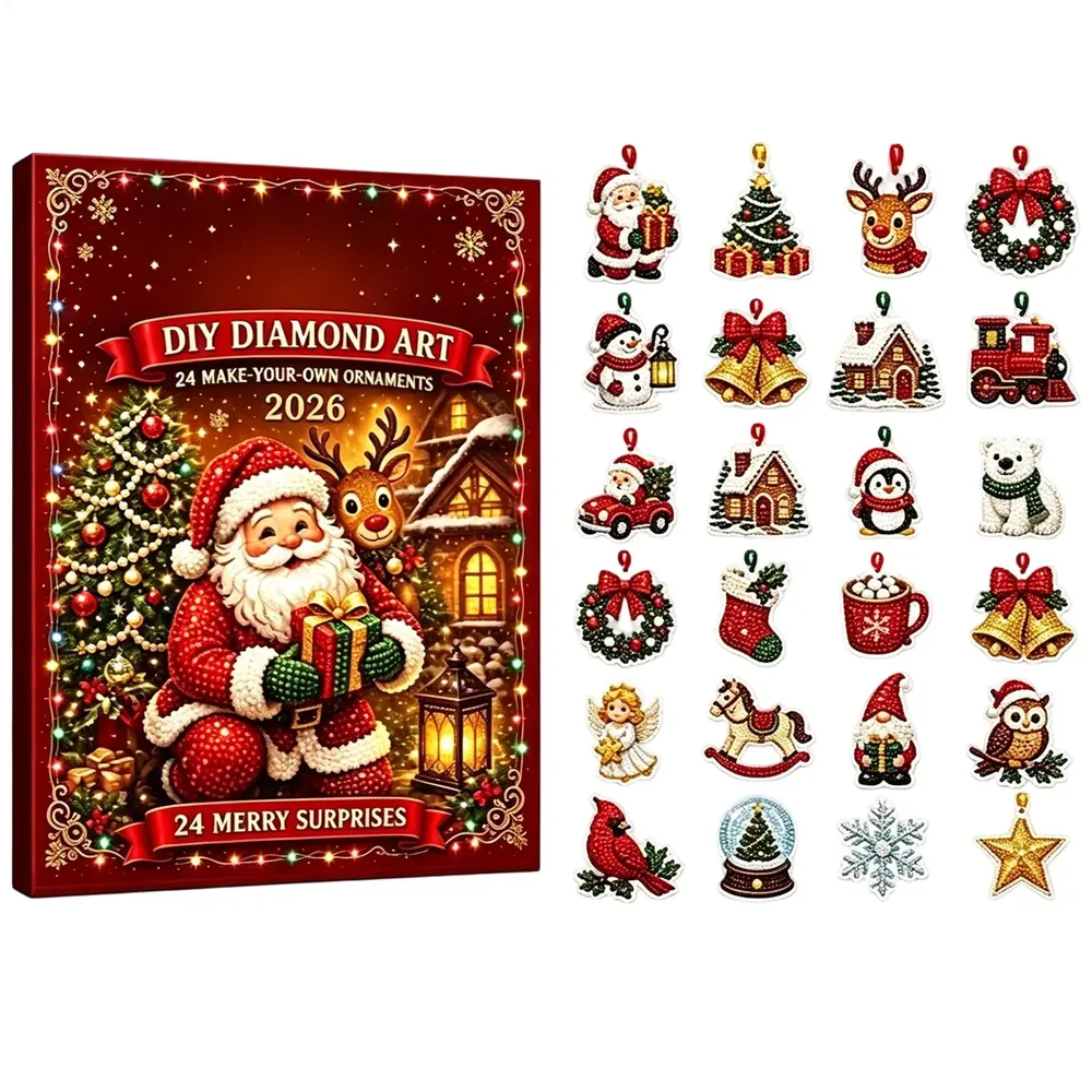 Adventskalender Diamantmalerei 24 Anhänger Schlüsselanhänger