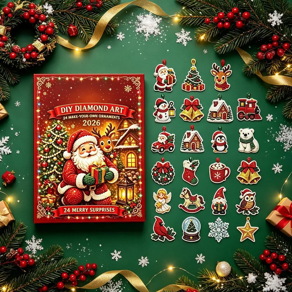 Adventskalender Diamantmalerei 24 Anhänger Schlüsselanhänger