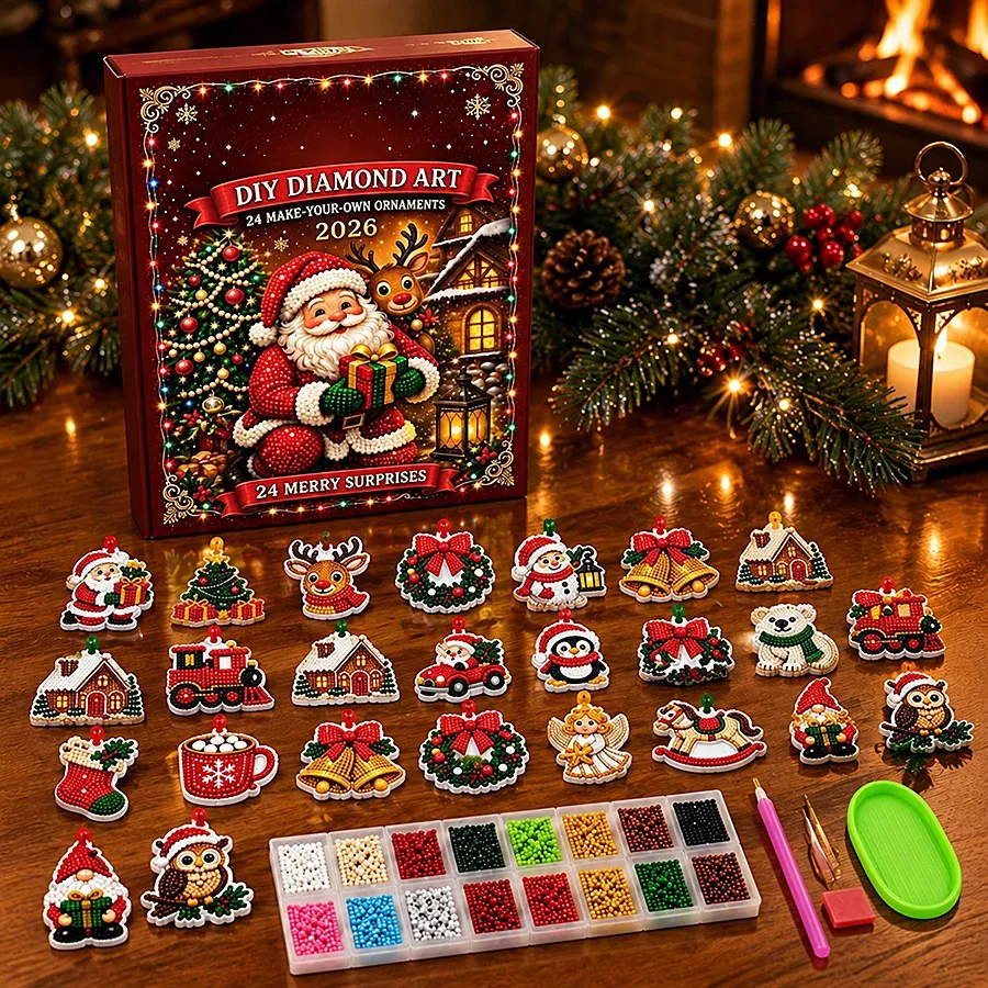 Adventskalender Diamantmalerei 24 Ornamente Weihnachtsbaum Anhänger