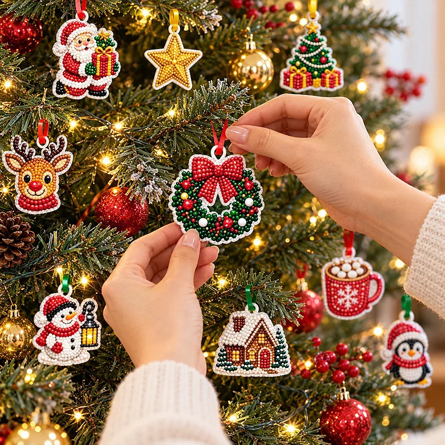 Adventskalender Diamantmalerei 24 Ornamente Weihnachtsbaum Anhänger