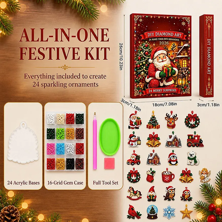 Adventskalender Diamantmalerei 24 Ornamente Weihnachtsbaum Anhänger