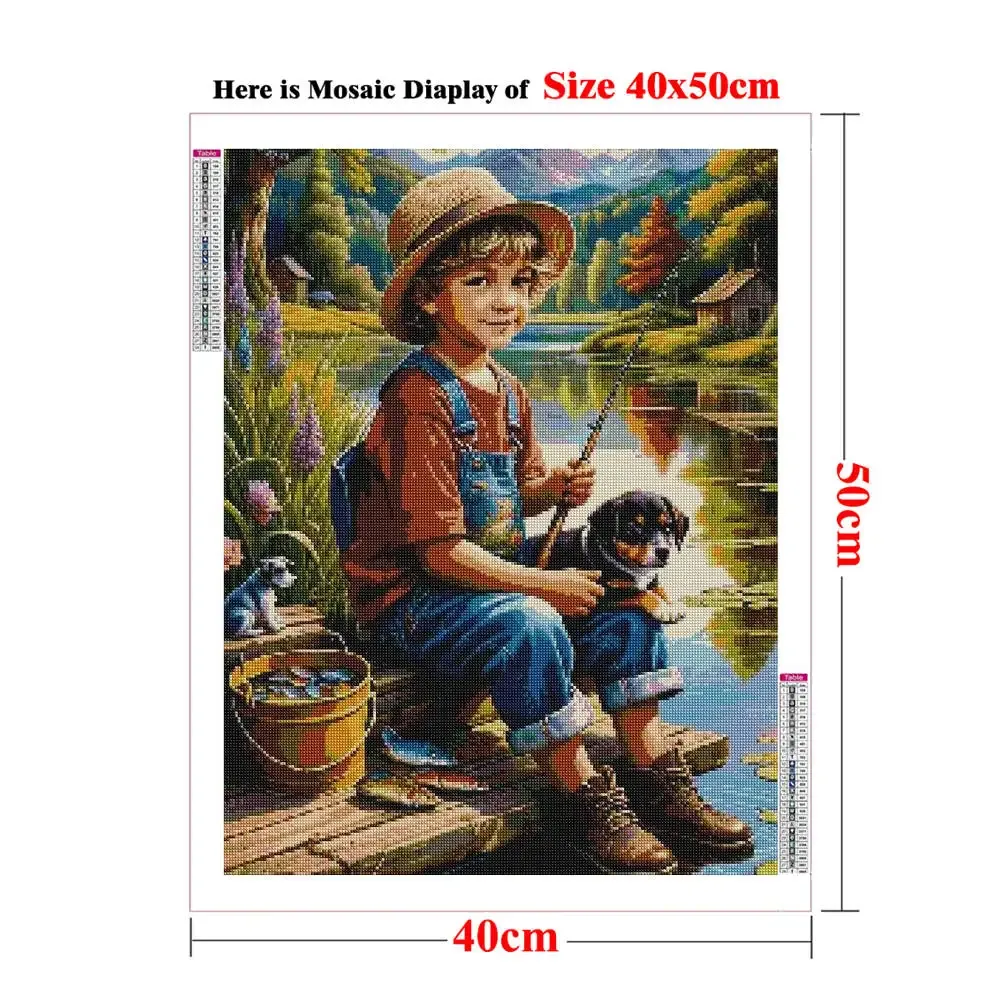 Angeln Vater Sohn Diamantmalerei 30 bis 65 cm