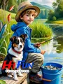 Angeln Vater Sohn Diamantmalerei 30 bis 65 cm – Farbe HIMMELBLAU