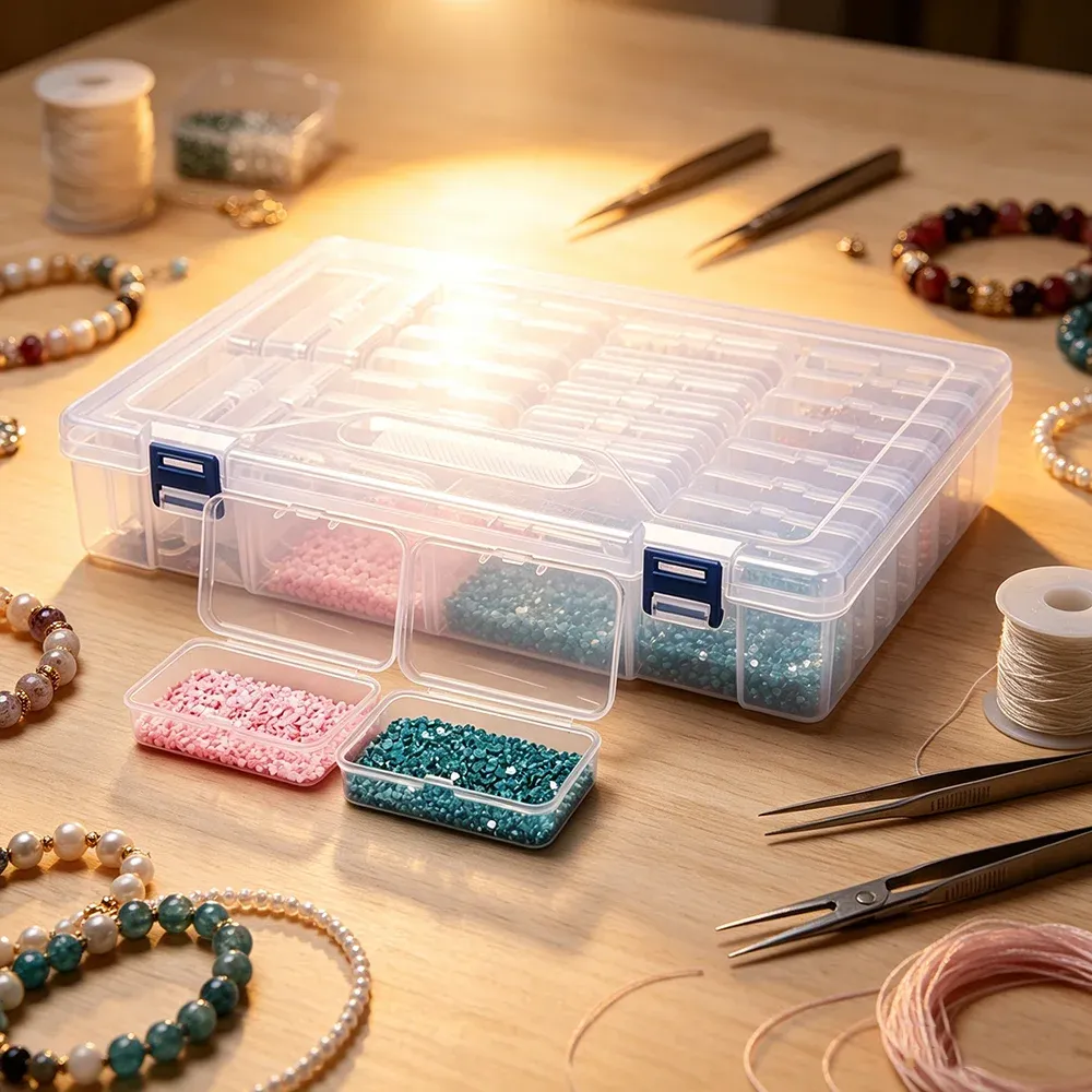 Aufbewahrungsbox Diamantmalerei 10 bis 30 Fächer Kunststoff transparent