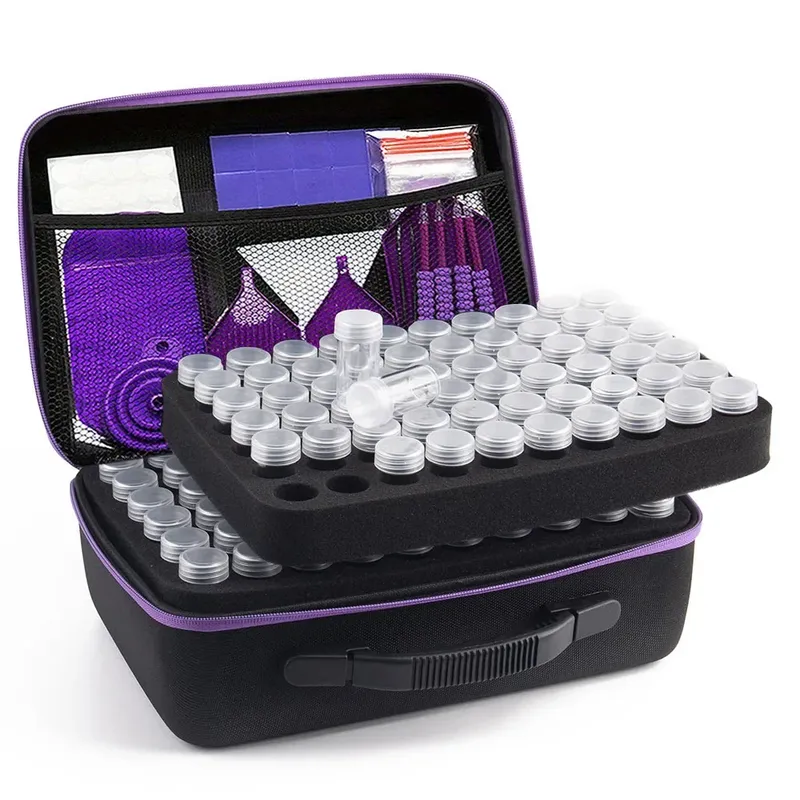 Aufbewahrungsbox Diamantmalerei 120 Fächer mit Zubehör und Tasche