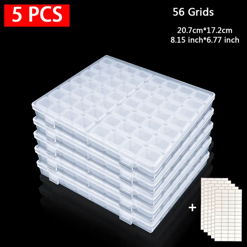 Aufbewahrungsbox Diamantmalerei 28 bis 56 Fächer transparent