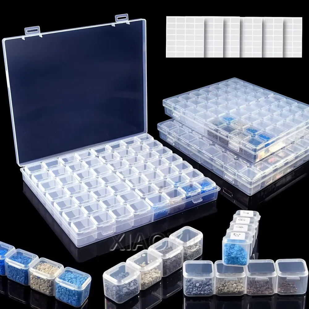 Aufbewahrungsbox Diamantmalerei 28 bis 56 Fächer transparent