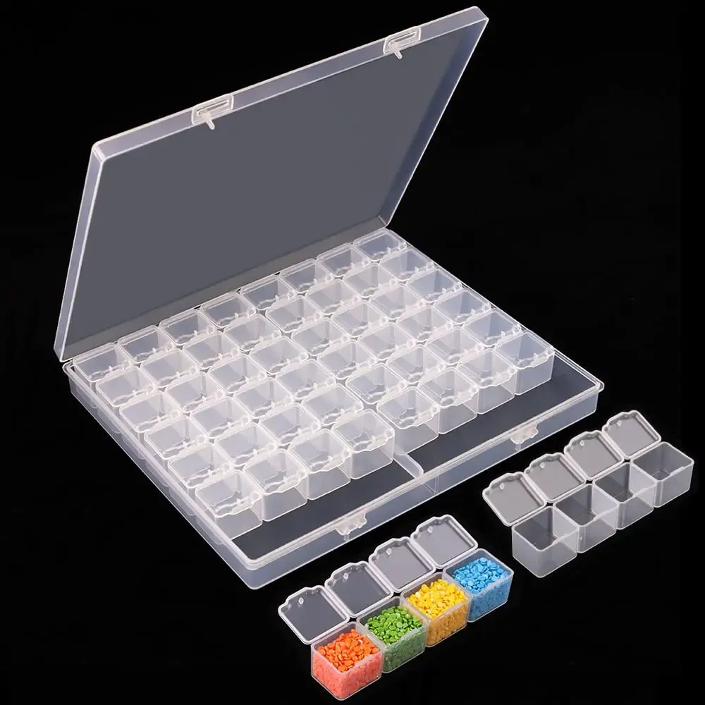 Aufbewahrungsbox Diamantmalerei 28 bis 56 Fächer transparent