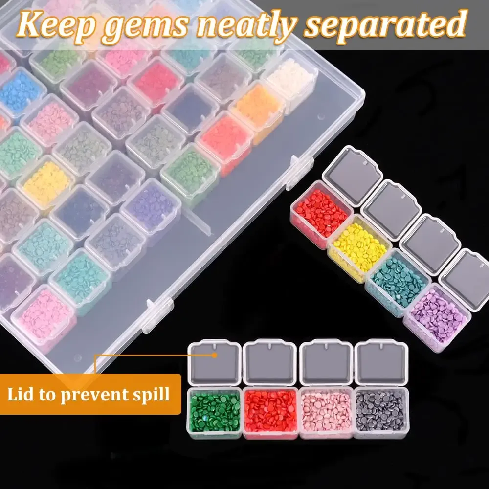 Aufbewahrungsbox Diamantmalerei 28 bis 56 Fächer transparent