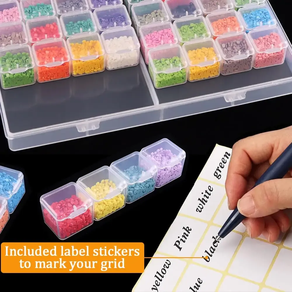 Aufbewahrungsbox Diamantmalerei 28 bis 56 Fächer transparent