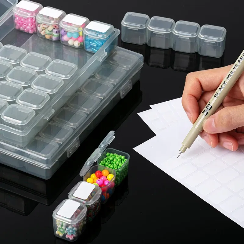 Aufbewahrungsbox Diamantmalerei 28 bis 56 Fächer transparent für Perlen