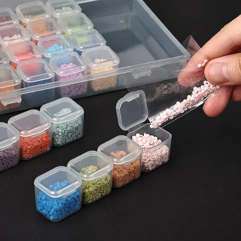 Aufbewahrungsbox Diamantmalerei 28 bis 56 Fächer transparent für Perlen