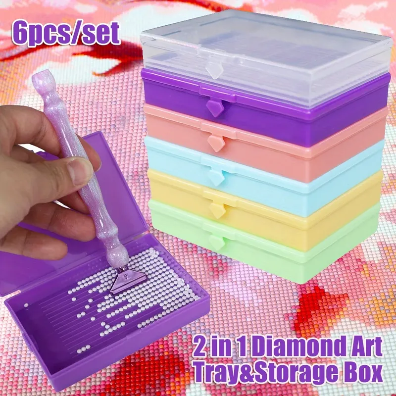 Aufbewahrungsbox Diamantmalerei 6 Stück 2-in-1 für Perlen und Zubehör